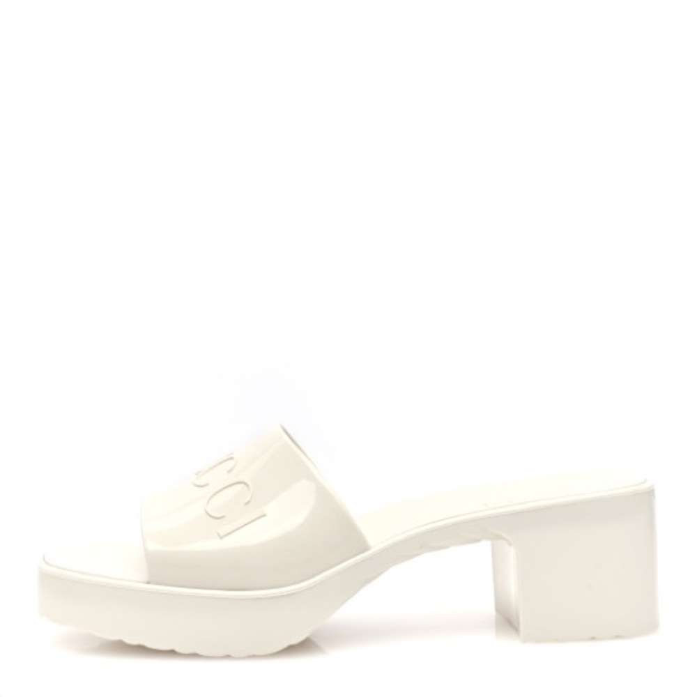 Gucci White Logo Platform Sandals Shoes - Picture 2 of 5